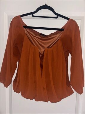 Chiffon Blouse - Scoop Neck Long Sleeve